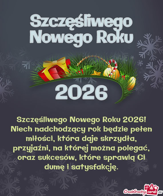 Szczęśliwego Nowego Roku 2026! Niech nadchodzący rok będzie pełen miłości, która daje skrzyd
