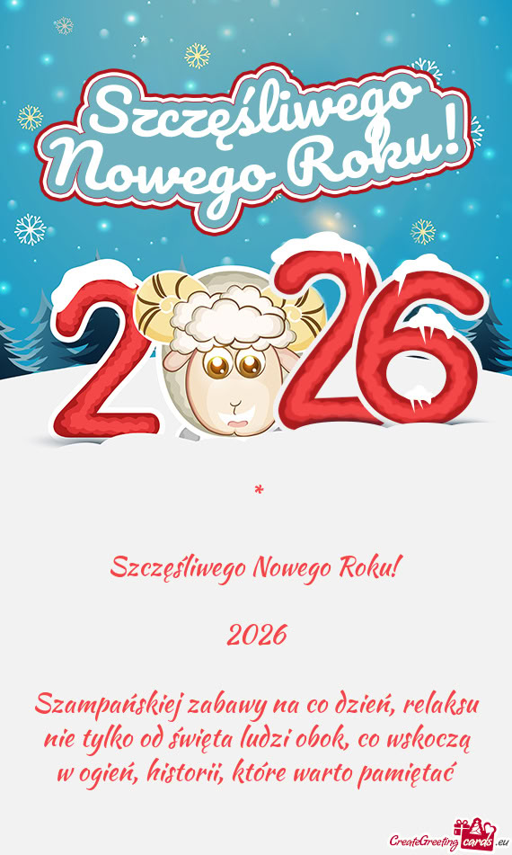Szczęśliwego Nowego Roku! 2026 Szampańskiej zabawy na co dzień