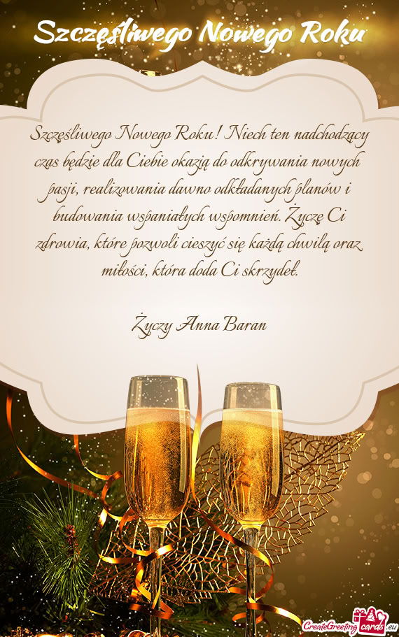 Szczęśliwego Nowego Roku! Niech ten nadchodzący czas będzie dla Ciebie okazją do odkrywania now