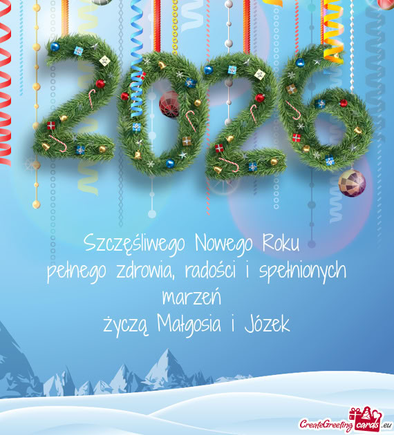 Szczęśliwego Nowego Roku pełnego zdrowia