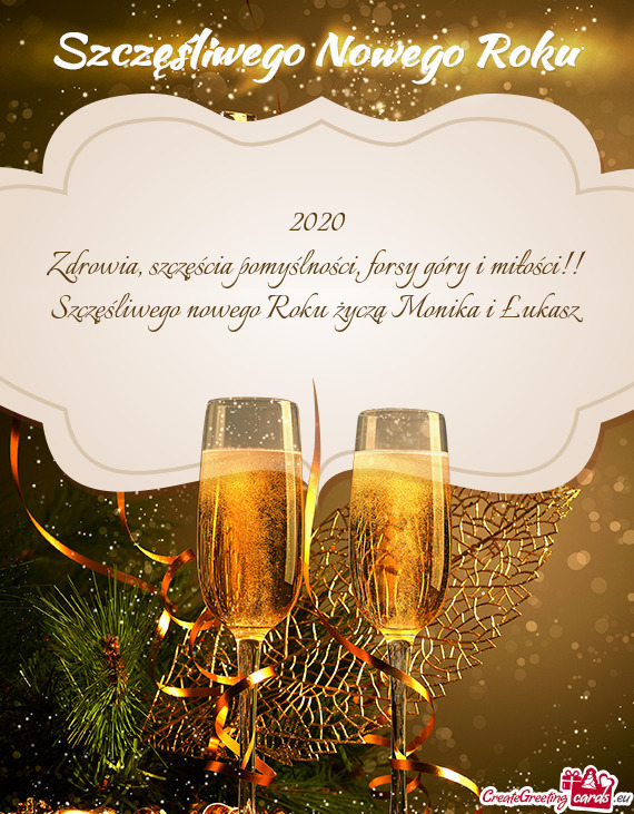 Szczęśliwego nowego Roku życzą Monika i Łukasz