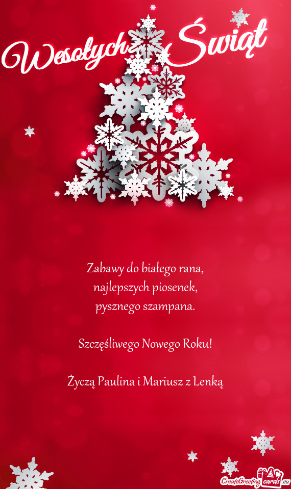 Szczęśliwego Nowego Roku! Życzą Paulina i Mariusz z Lenką
