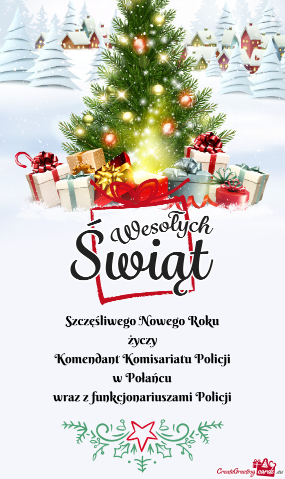 Szczęśliwego Nowego Roku życzy Komendant Komisariatu Policji w Połańcu wraz z funkcjonarius