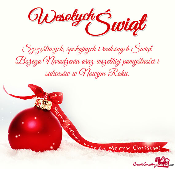 Szczęśliwych, spokojnych i radosnych Świąt Bożego Narodzenia oraz