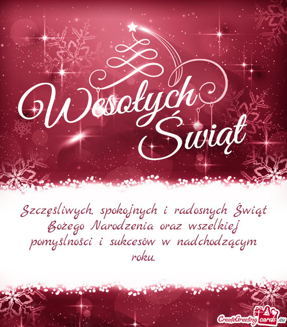Szczęśliwych, spokojnych i radosnych Świąt Bożego Narodzenia oraz
