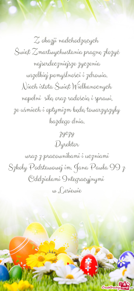 Szkoły Podstawowej im. Jana Pawła II z Oddziałami Integracyjnymi