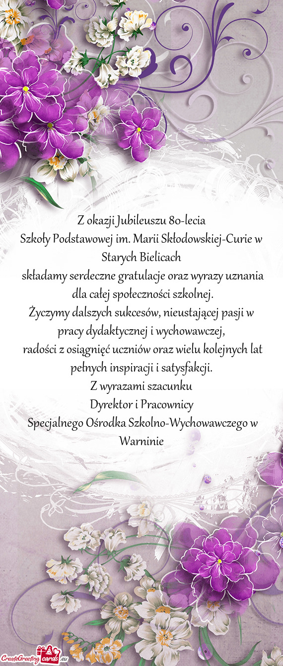 Szkoły Podstawowej im. Marii Skłodowskiej-Curie w Starych Bielicach