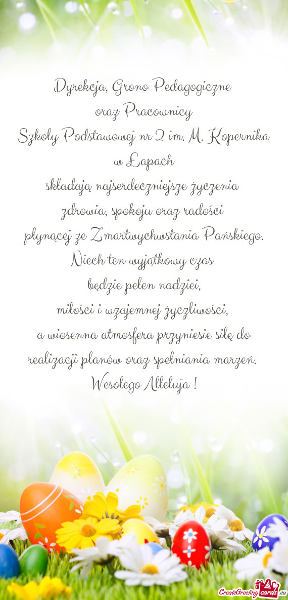 Szkoły Podstawowej nr 2 im. M. Kopernika w Łapach