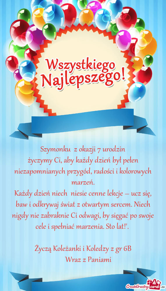 Szymonku z okazji 7 urodzin