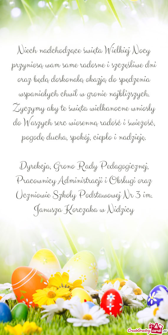 Ta wielkanocne wniosły do Waszych serc wiosenną radość i świeżość, pogodę ducha, spokój, c