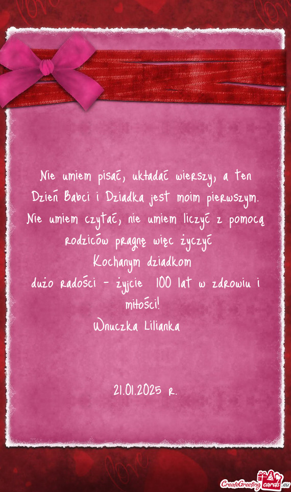 Tać, nie umiem liczyć z pomocą rodziców pragnę więc życzyć