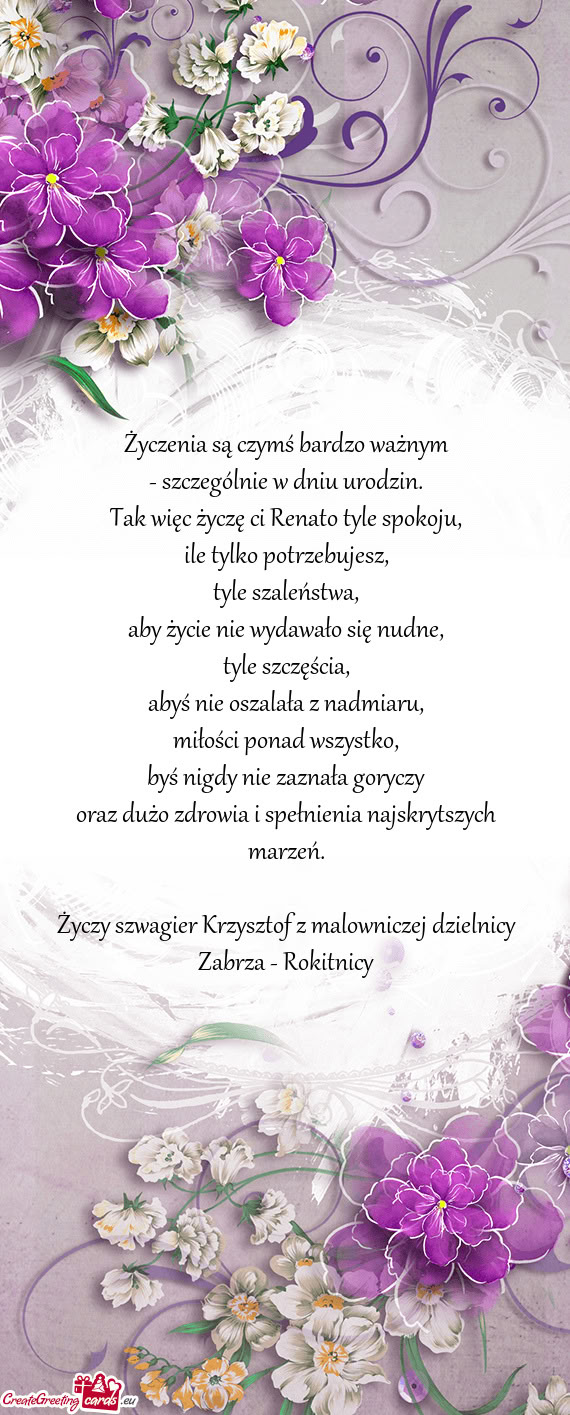 Tak więc życzę ci Renato tyle spokoju