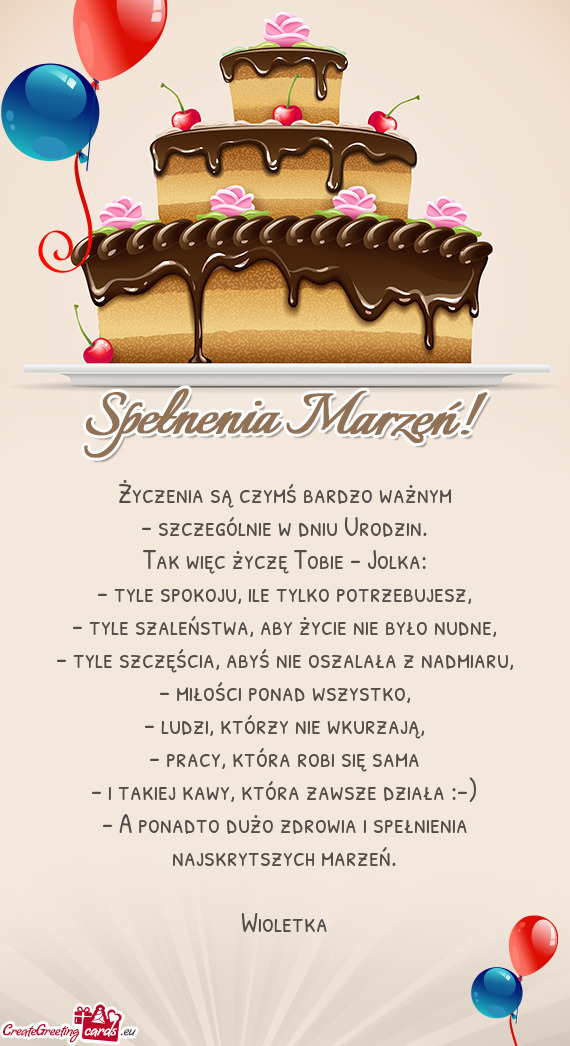 Tak więc życzę Tobie - Jolka