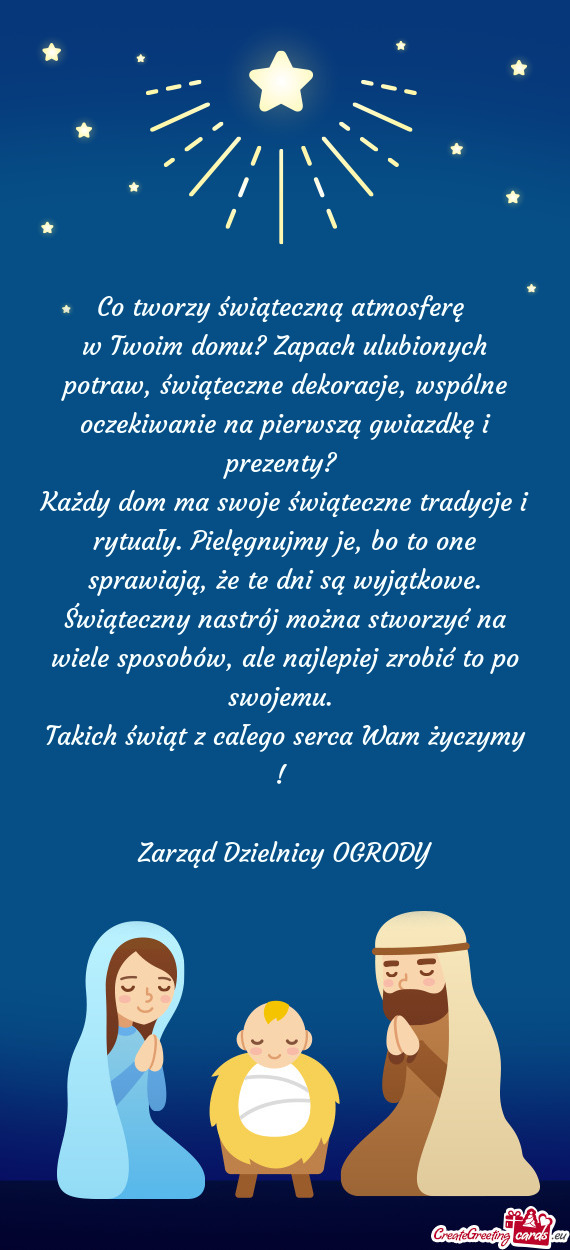 Takich świąt z całego serca Wam życzymy !  Zarząd Dzielnicy OGRODY