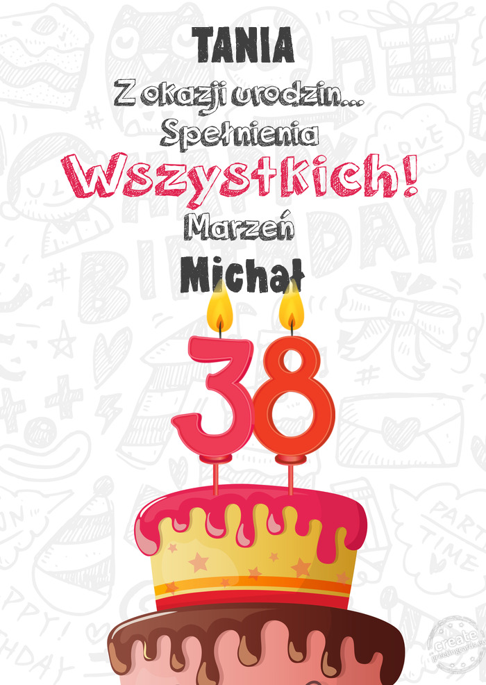 TANIA Kartka z okazji 38 urodzin, Michał