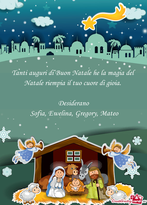 Tanti auguri di Buon Natale he la magia del Natale riempia il tuo cuore di gioia