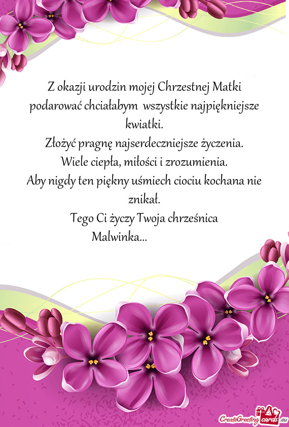 Tego Ci Twoja chrześnica Malwinka...🌸🌸🌸❤️❤️❤️