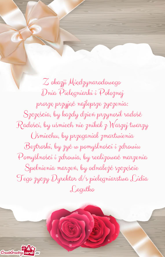 Tego Dyrektor d/s pielęgniarstwa Lidia Legutko