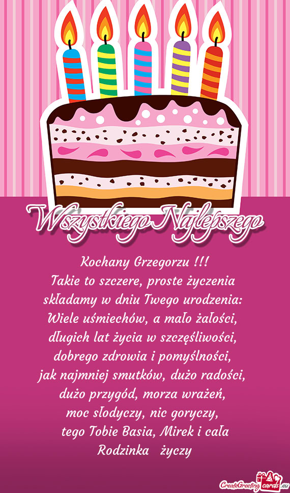 Tego Tobie Basia, Mirek i cała Rodzinka😘życzy