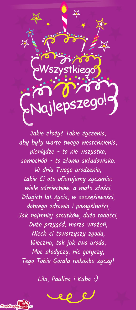 Tego Tobie Górala rodzinka życzy