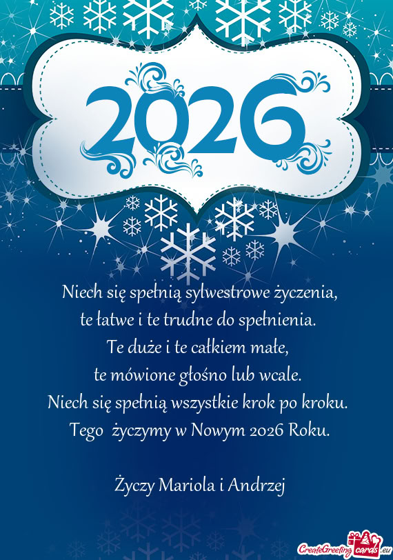 Tego życzymy w Nowym 2026 Roku