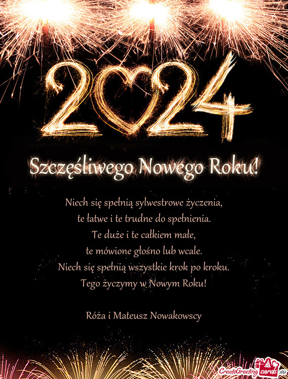 Tego życzymy w Nowym Roku! Róża i Mateusz Nowakowscy