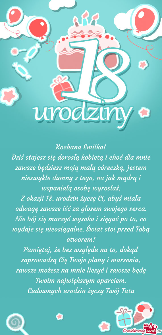 Tem niezwykle dumny z tego, na jak mądrą i wspaniałą osobę wyrosłaś