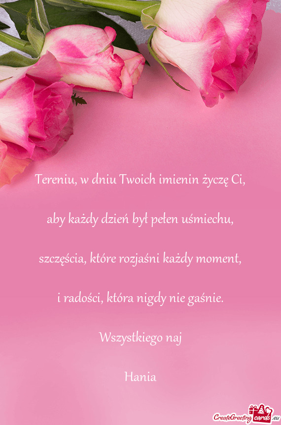 Tereniu, w dniu Twoich imienin życzę Ci