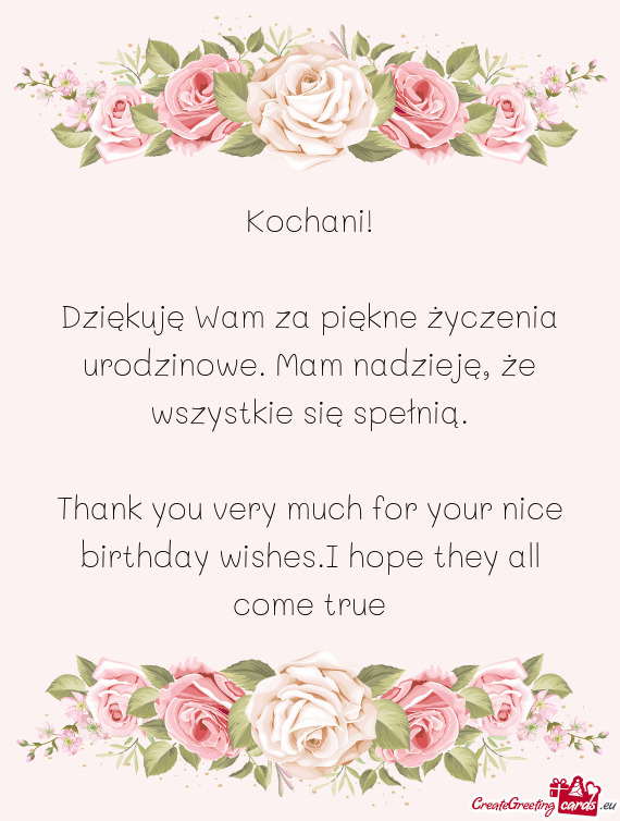 Thank you very much for your nice birthday wishes.I hope they all come true