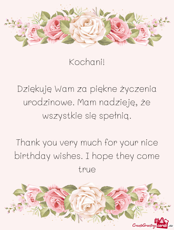 Thank you very much for your nice birthday wishes. I hope they come true