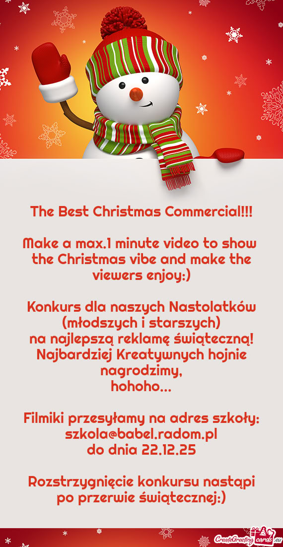 The Christmas vibe and make the viewers enjoy:)