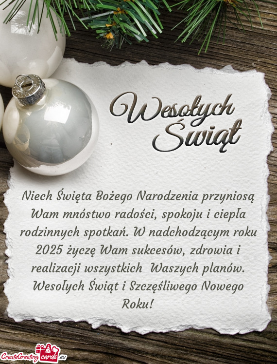 Tkań. W nadchodzącym roku 2025 życzę Wam sukcesów, zdrowia i realizacji wszystkich Waszych pla