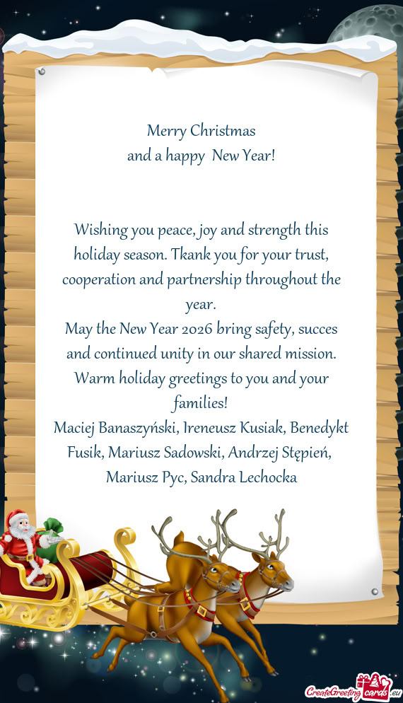 Tkank you for your trust