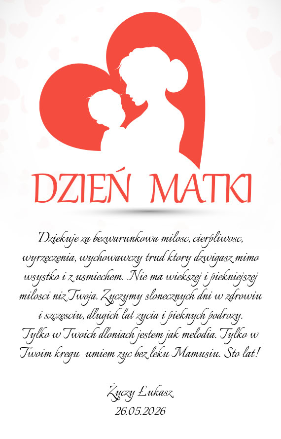 Tko i z usmiechem. Nie ma wiekszej i piekniejszej milosci niz Twoja. Zyczymy slonecznych dni w zdrow