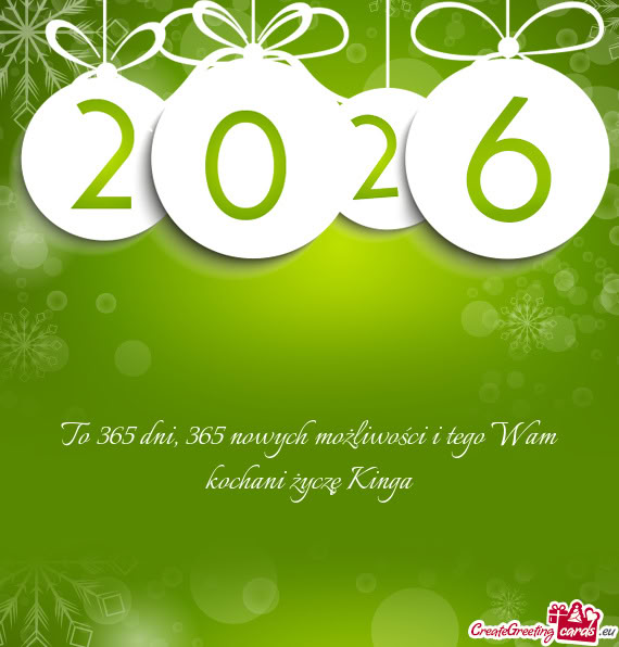 To 365 dni, 365 nowych możliwości i tego Wam kochani życzę Kinga