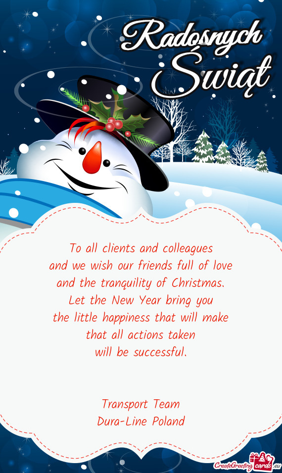 To all clients and colleagues