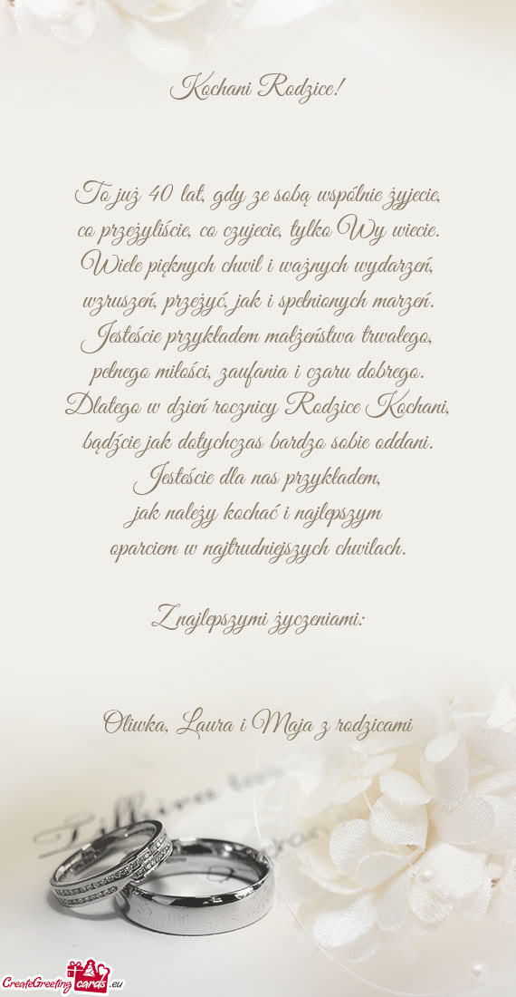 To już 40 lat, gdy ze sobą wspólnie żyjecie