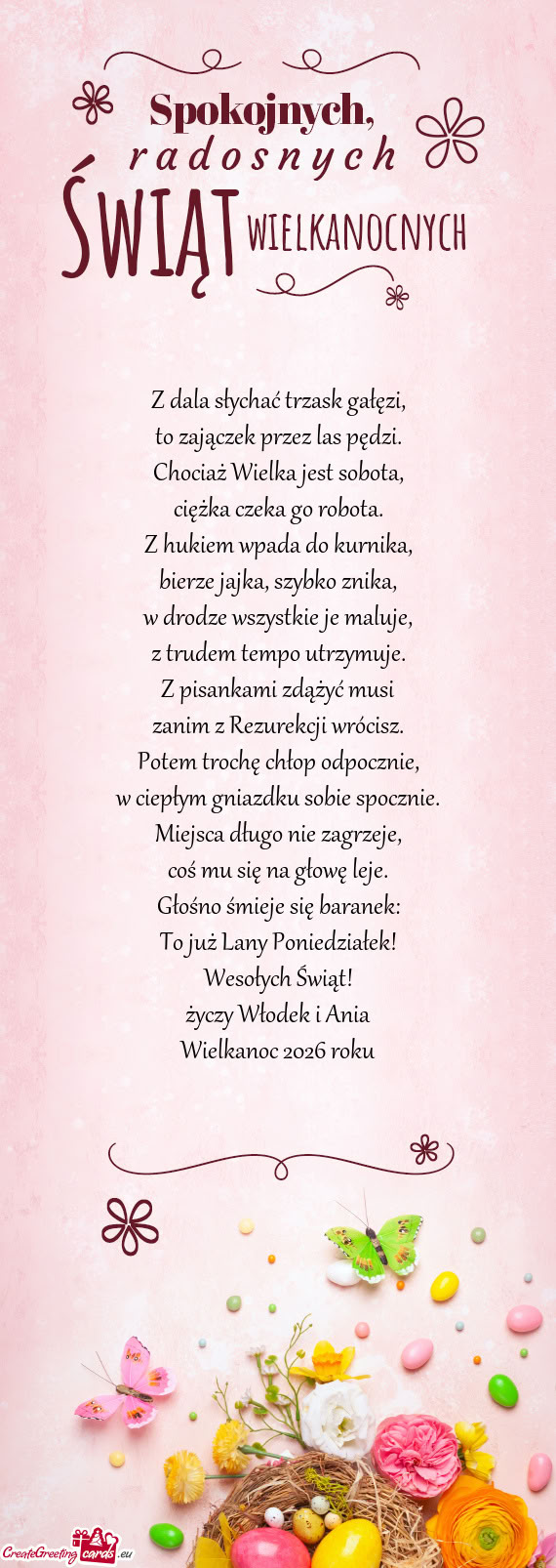 To już Lany Poniedziałek! Wesołych Świąt! Włodek i Ania Wielkanoc 2026 roku