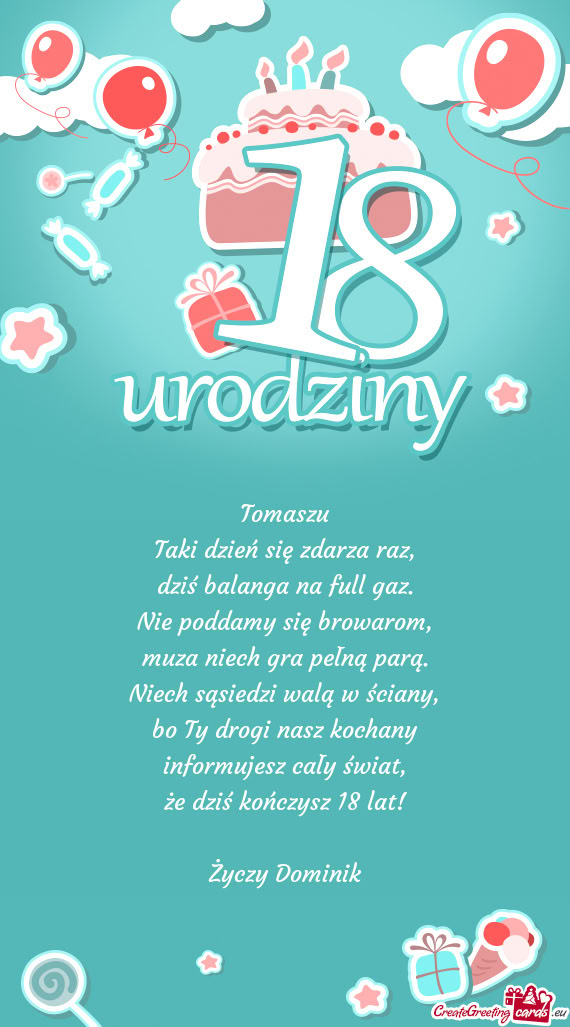 Tomaszu Taki dzień się zdarza raz