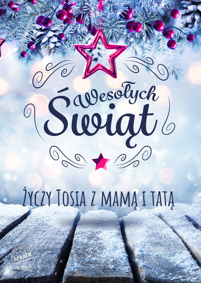 Tosia z mamą i tatą Wesołych Świąt