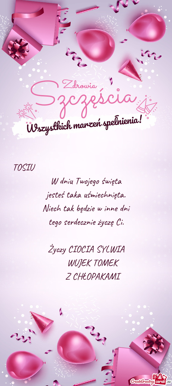 TOSIU              W dniu Twojego święta