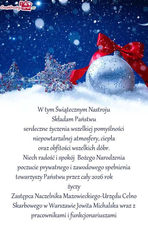 Towarzyszy Państwu przez cały 2026 rok    życzy