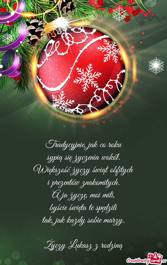 Tradycyjnie, jak co roku  sypią się życzenia wokół.  Większość życzy