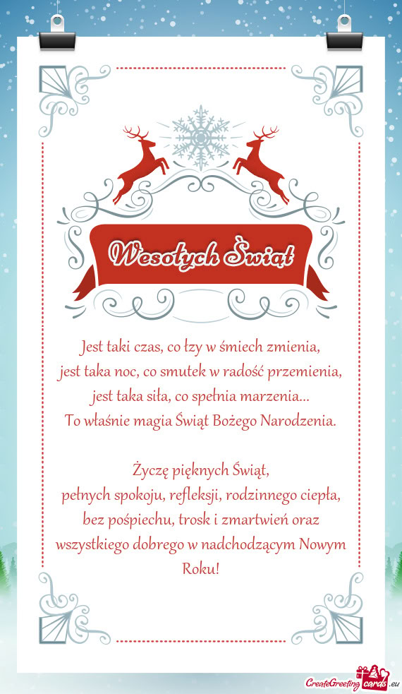 Trosk i zmartwień oraz wszystkiego dobrego w nadchodzącym Nowym Roku