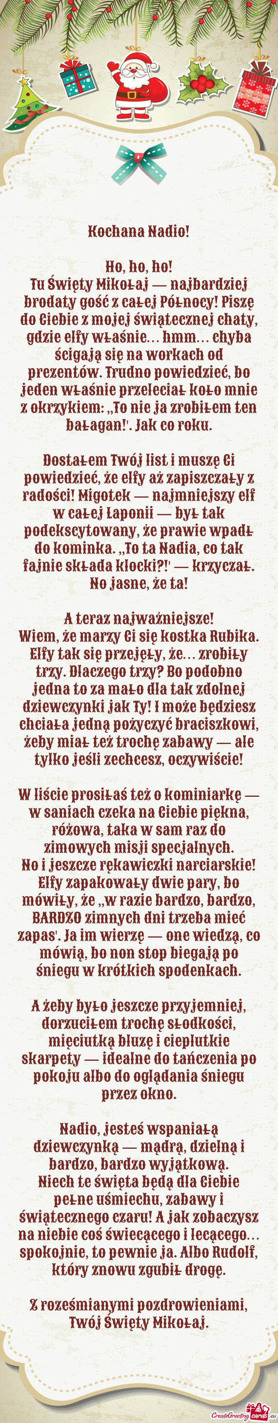 Tu Święty Mikołaj — najbardziej brodaty gość z całej Północy! Piszę do Ciebie z mojej św