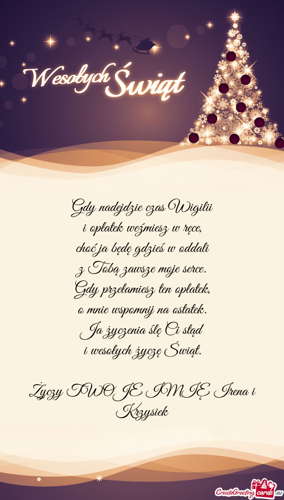 TWOJE IMIĘ Irena i Krzysiek