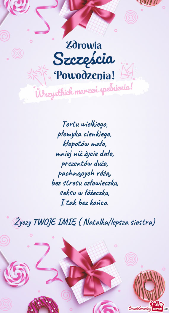 TWOJE IMIĘ ( Natalka/lepsza siostra)