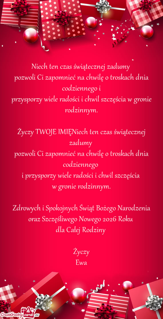 TWOJE IMIĘNiech ten czas świątecznej zadumy