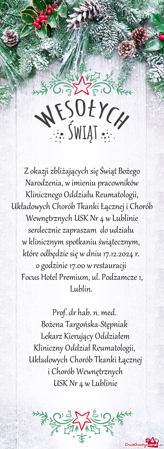 U Reumatologii, Układowych Chorób Tkanki Łącznej i Chorób Wewnętrznych USK Nr 4 w Lublinie ser