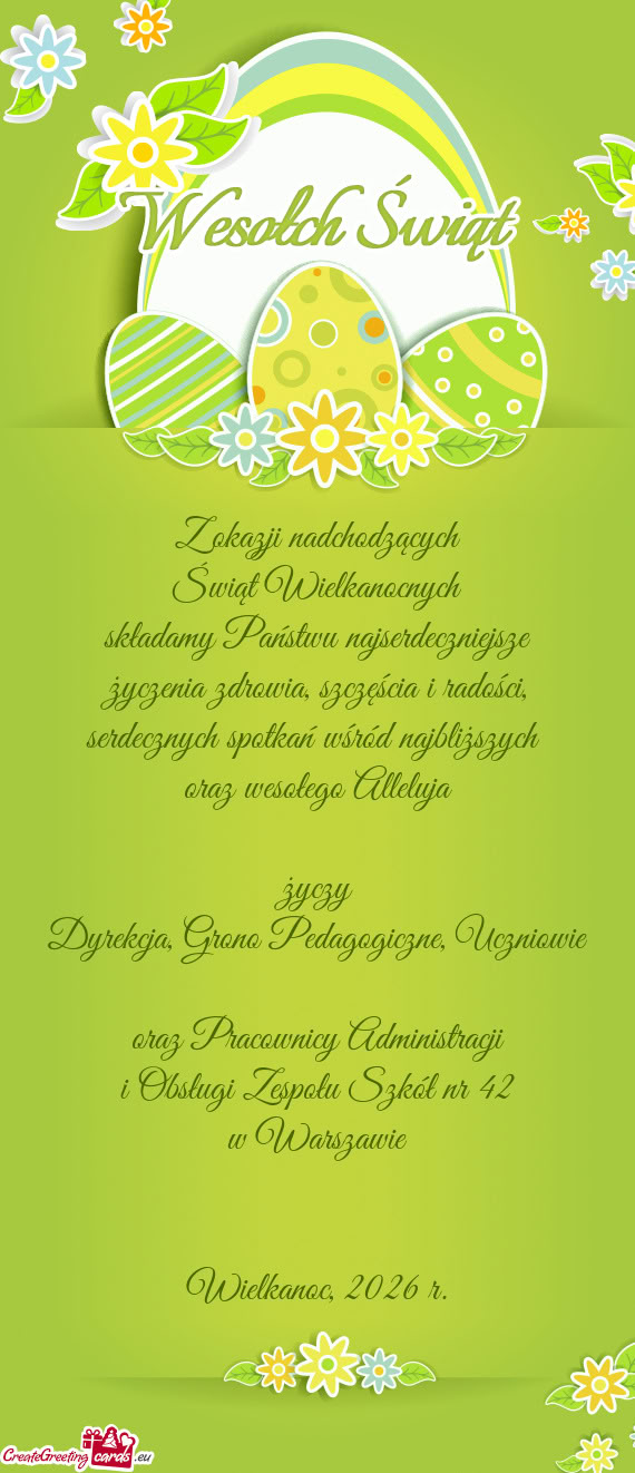 Uczniowie oraz Pracownicy Administracji i Obsługi Zespołu Szkół nr 42 w Warszawie  Wielk